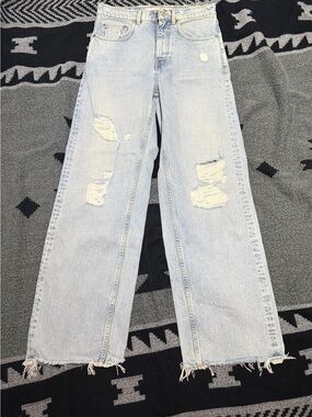 Golden Goose Light Wash Distressed Wide-Leg Jeans size 29